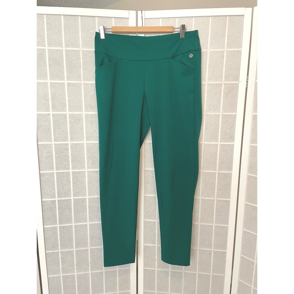 Lilly Pulitzer Luxletic Teal Green Pull On Pants 10 Athletic Ankle Resort Sporty - Picture 2 of 10